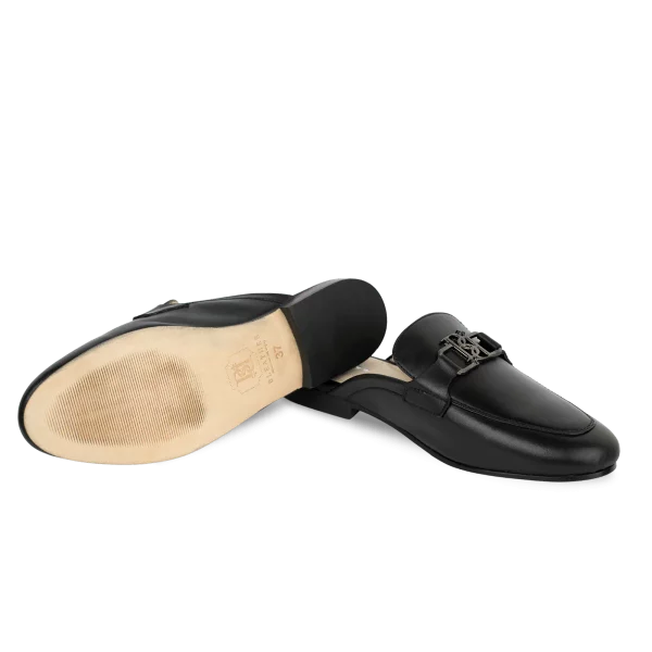 aurora: mules femme cuir noir