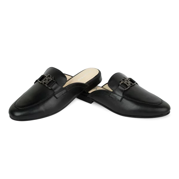 aurora: mules femme cuir noir