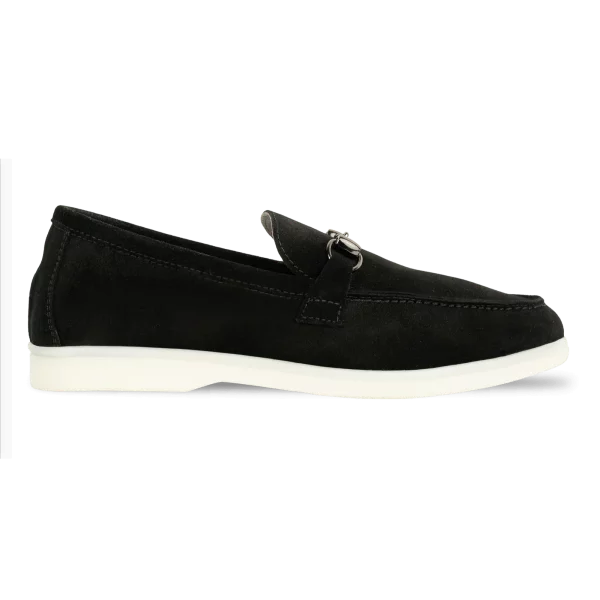 mila: mocassin femme daim noir