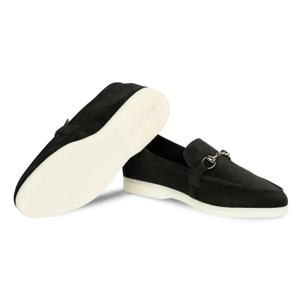 mila: mocassin femme daim noir
