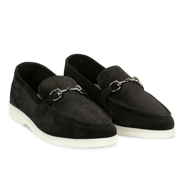 mila: mocassin femme daim noir